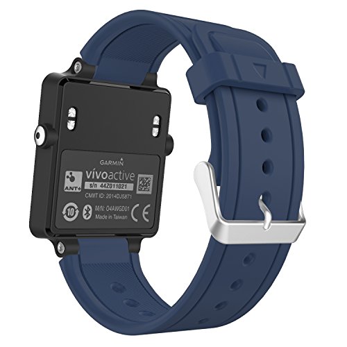 MoKo Sport Armband für Garmin Vivoactive/Vivoactive Acetate - Silikon Ersatz Uhrenarmband Armband Wechselarmband für Garmin Vivoactive / Vivoactive Acetate Sports GPS-Smartwatch, Mitternachtsblau von MoKo