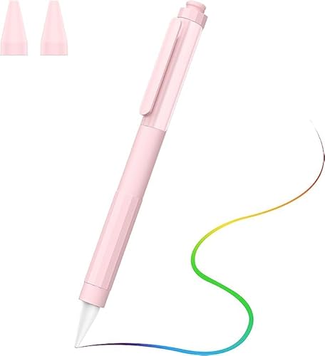 MoKo Stifthülle Kompatibel mit Apple Pencil 2. Generation, Stift Schutzhülle mit Rutschfester Griff & 2 Ersatz Feder Cover, Stiftabdeckung mit Clip, Hell Rosa von MoKo