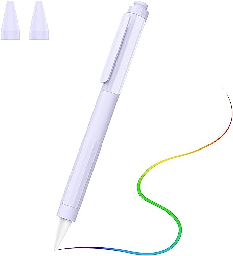 MoKo Stifthülle Kompatibel mit Apple Pencil 2. Generation, Stift Schutzhülle mit Rutschfester Griff & 2 Ersatz Feder Cover, Stiftabdeckung mit Clip, Taro Violett von MoKo