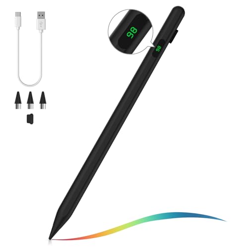 MoKo Stylus Pen für Touchscreen, Aktiver Universal Stylus Stift Kompatibel mit iPad/iPhone/Samsung (Nicht-S Pen)/Anderen iOS/Android Smartphone Tablet Geräten Tablet Stift mit Power Display, Schwarz von MoKo