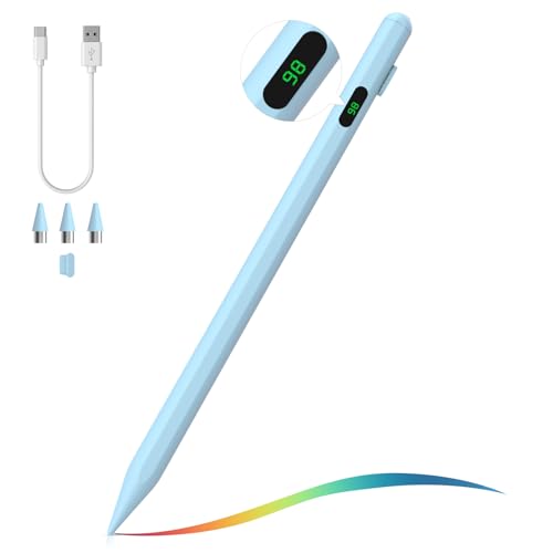 MoKo Stylus Pen für Touchscreen, Aktiver Universal Stylus Stift Kompatibel mit iPad/iPhone/Samsung (Nicht-S Pen)/Anderen iOS/Android Smartphone Tablet Geräten Tablet Stift mit Power Display, Blau von MoKo