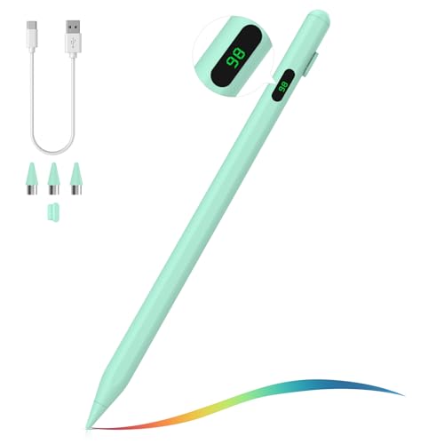 MoKo Stylus Pen für Touchscreen, Aktiver Universal Stylus Stift Kompatibel mit iPad/iPhone/Samsung (Nicht-S Pen)/Anderen iOS/Android Smartphone Tablet Geräten Tablet Stift mit Power Display, Grün von MoKo