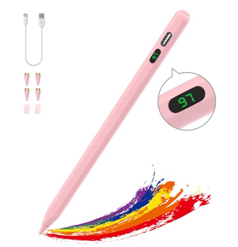 MoKo Stylus Pen für Touchscreens, Schnellladung Eingabestift für Apple iPad/iPhone/Samsung/Lenovo/IOS/Android/Xiaomi-Tablets Handys Smartphones, Universeller Tablet Stylus Stift mit Power-Display,Rosa von MoKo