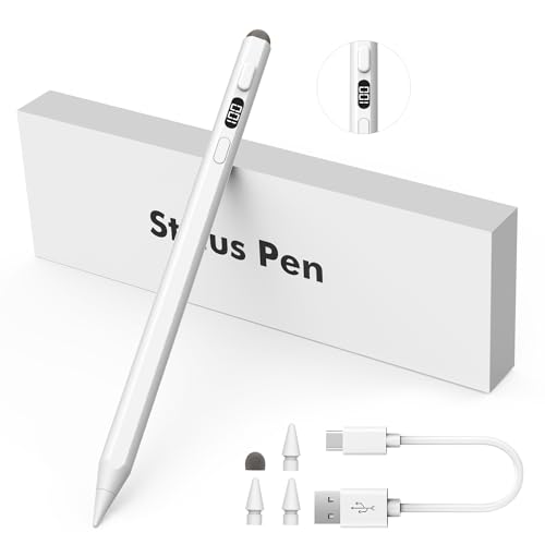MoKo Stylus Pen für iPad mit Power Display, Dual-Tip Pen für Apple iPad 2018-2024, iPad 10. Gen Pencil Kompatibel mit iPad Pro 12,9/11", iPad Air 6/5/4/3, iPad Mini 6/5, iPad 10/9/8/7/6, Weiß von MoKo