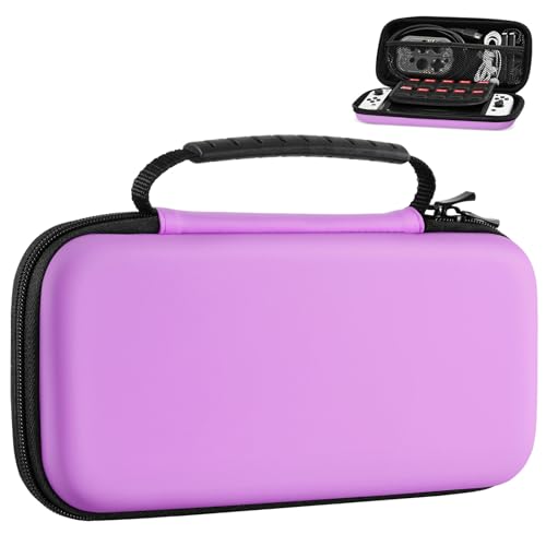 MoKo Switch Tasche für Nintendo Switch/Switch OLED, Switch Case Tragetasche Schutz Hartschale Aufbewahrungstasche, Nintendo Switch Zubehör Hülle, Lila von MoKo