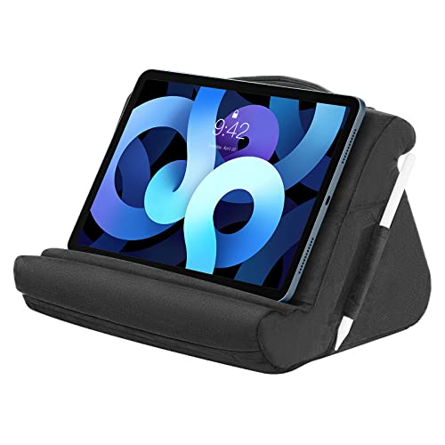 MoKo Tablet Kissn Ständer, Tablet Kissenhalter, 4,7-12,9" Tablet Ständer mit Tasche & Stiftring für iPad 10.2 2022, iPad Pro 11/12.9 2022,iPad Air 5 4 3/iPad Pro/iPhone, Samsung Tab, Buchen, Schwarz von MoKo