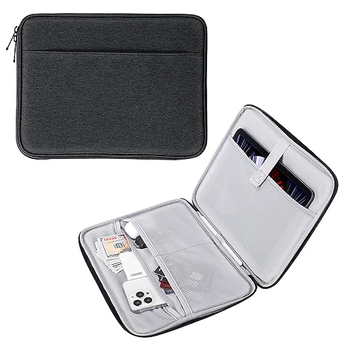 MoKo Tablet Tasche Kompatible mit iPad Pro 12.9 M2 2022/2021/2020,Surface Laptop Go 12.4",Galaxy Tab S8+ 12.4", 12.9 Zoll Wasserdicht Tablet Schutzhülle mit Mehrere Fächer aus Polyester, Schwarz+Grau von MoKo