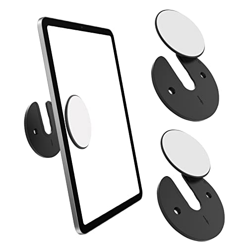 MoKo Tablet-Wandhalterung, 2 Stück 90° Drehbar Tablet Halterung Runde Handy Küchenwandhalterung Verstellbar Ständer mit Kleben und Schraube Tablet Halter Passend für Handy Tablet Kindle WiFi, Schwarz von MoKo