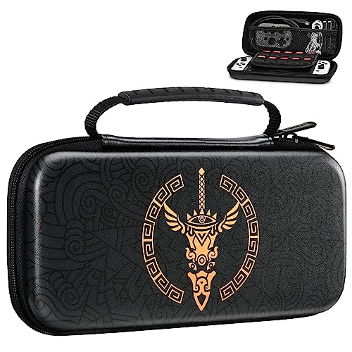 MoKo Tasche für Nintendo Switch OLED/Nintendo Switch, Tragetasche Reise Rundum Schutz Hartschalen Aufbewahrungstasche Hülle Case für Zelda Tears of The Kingdom & Nintendo Switch Zubehör, Schwarz von MoKo