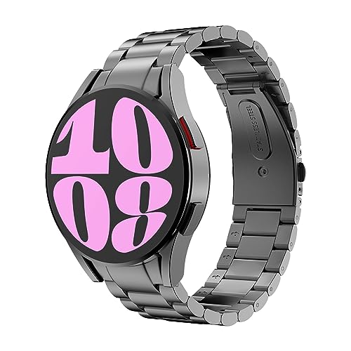 MoKo Titan Armband Kompatibel mit Samsung Galaxy Watch 6 5 4 40mm 44mm/Watch 6 Classic 43mm 47mm/Watch 5 Pro 45mm/Watch 4 Classic 42mm 46mm, Metall Ersatzarmband Uhrenarmband mit Faltschließe, Grau von MoKo