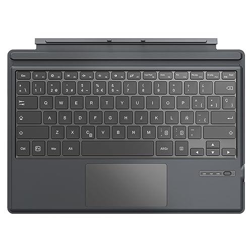 MoKo Touchpad Tastatur für Microsoft Surface Pro 7 Plus/Pro 7/Pro 6/Pro 5/Pro 4/Pro 3, QWERTZ Layout Kabellose Type Cover Tastatur mit Integriertem Wiederaufladbaren Akku Bluetooth Keyboard, Grau von MoKo