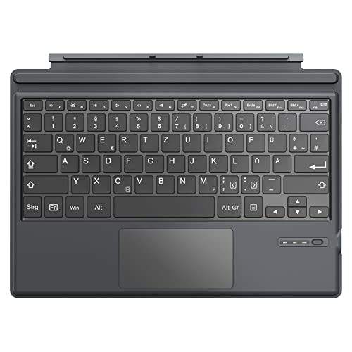 MoKo Touchpad Tastatur für Microsoft Surface Pro 7 Plus/Pro 7/Pro 6/Pro 5/Pro 4/Pro 3, QWERTZ Layout Kabellose Type Cover Tastatur mit Integriertem Wiederaufladbaren Akku Bluetooth Keyboard, Grau von MoKo