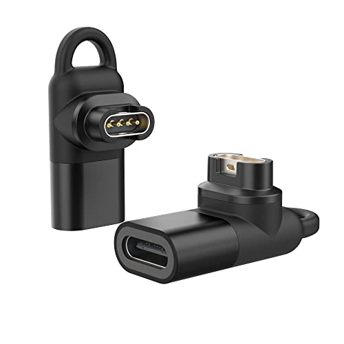 MoKo USB C auf Garmin Adapter 2 Stück, 90 Grad Typ C Ladegerät Stecker Ladeadapter Datentransfer Kompatibel mit Garmin Fenix 7/7S/7X/6/6S/6X/5/5S/5X/Forerunner 245/255/Vivoactive 3/4/Instinct 2 von MoKo