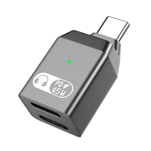 MoKo USB C auf Lightning Audio Adapter, 2-in-1 Lightning auf USB C Adapter für Kopfhörer mit 45W Schnellladung für iPhone16/15 Serie, iPad Mini/Air/Pro, Nicht für Datenübertragung, Grau von MoKo