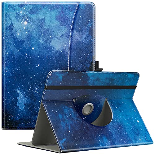 MoKo Universal Hülle für 9-11" iPad/iPad Air/iPad Pro/Samsung Galaxy Tab/Lenovo Tab/Fire HD Tablet, 360 Grad Drehbare Leichte Schutzhülle mit Ständer und Tasche PU Tablet Hülle, Blau Sterne von MoKo