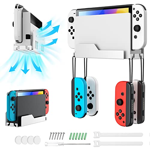 MoKo Wandhalterung für Nintendo Switch/Switch OLED, Metall Halterung mit 4 Joy-Con Haken, Schnelle Wärmeableitung Löcher, Aufbewahrung des Switch in der Nähe oder hinter dem Fernseher, Weiß MoKo Wandhalterung für Nintendo Switch/Switch OLED, Metall Halterung mit 4 Joy-Con Haken, Schnelle Wärmeableitung Löcher, Aufbewahrung des Switch in der Nähe oder hinter dem Fernseher, Weiß von MoKo