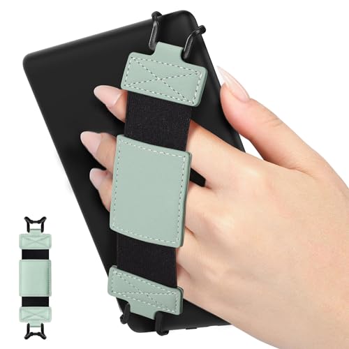 MoKo Weich Handschlaufe für 6" - 8" eReaders Fire Tablet - Kindle/Kobo/Voyaga/Lenovo/Sony E-Book, Hochelastisch Vielseitig Fingerhalterung Griff Halter, Minze-Grün von MoKo