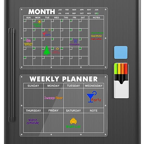 MoKo Wochenplaner Abwischbar Magnetischer, Acryl Monatsplaner Abwischbar Kühlschrank Kalender mit 8 Farbigen Markern 1 Radiergummi 1 magnetischen Ständer für Menüplanung und Einkaufsliste, 40 x 30cm MoKo Wochenplaner Abwischbar Magnetischer, Acryl Monatsplaner Abwischbar Kühlschrank Kalender mit 8 Farbigen Markern 1 Radiergummi 1 magnetischen Ständer für Menüplanung und Einkaufsliste, 40 x 30cm von MoKo