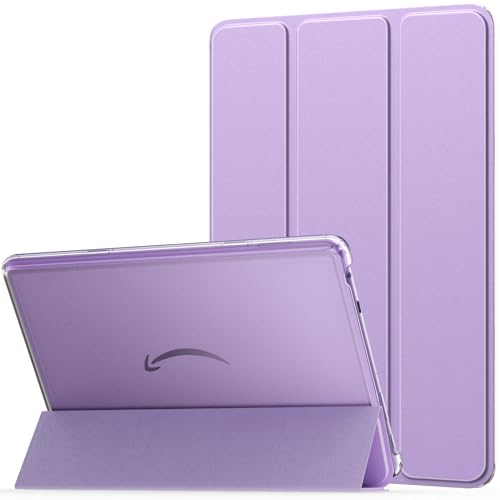 MoKo Hülle für Amazon Fire HD 10 Tablet (13. Gen, 2023 Modell) 10.1", PU Leder Dreifach Schutzhülle für Fire Tablet 10 2023 transparent gefrostet Rückseite, Auto Schlaf/Aufwach, Taro Violett von MoKo
