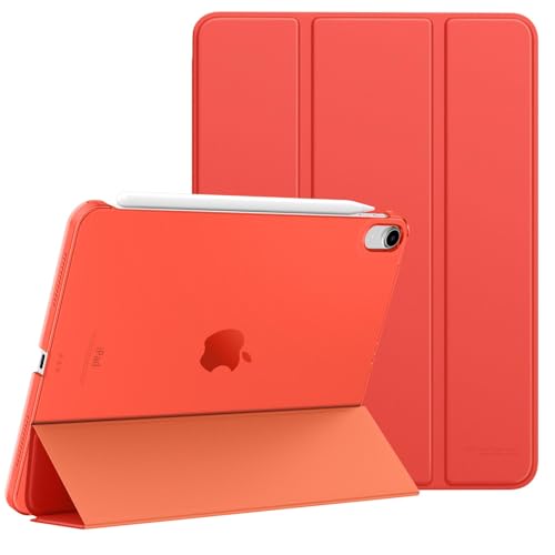MoKo für iPad Air 5. Generation 2022/ iPad Air 4. Generation 2020 10,9 Zoll Hülle mit Auto Schlaf/Aufwach, Transluzent Hart Rückseite für iPad Air 5/4 Hülle, Unterstützt Touch ID, Kirsch Tomaten Rot von MoKo
