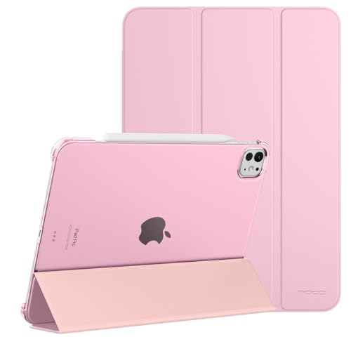 MoKo für iPad Pro 13 Zoll Hülle M4 2024 (7. Gen), Ultradünne Standhülle mit Transluzent Hart PC Rückseite für iPad Pro 2024 (Modell: A2925/A2926/A3007), Unterstützt Apple Pencil Pro, Blumen Rosa von MoKo