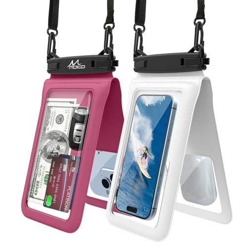 MoKo wasserdichte Handytasche, 2 Pack Unterwasser Tasche für iPhone 14/14 pro max, iPhone 13/12/11 Pro Max Mini, SE 3/2, Galaxy S22/S21/20 Plus Ultra, Note 20/10, Huawei P50 - Schwarz+Rosa von MoKo