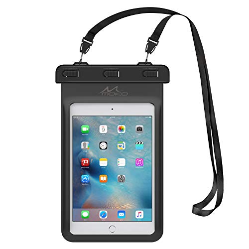 MoKo wasserdichte Hülle Tasche Kompatibel mit iPad Mini 6 2021, iPad Mini 5/4/3/2/1, Galaxy Tab A 8.0/8.4, Tab A7 Lite 8.7, Tab E 8.0, Huawei MatePad M5/T8, (bis zu 8.4"), IPX8, Schwarz von MoKo