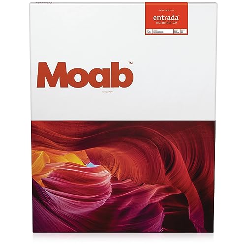 Moab Entrada Rag Bright 300 g/m², 43 x 63,5 cm Papier aus Baumwolle für Tintenstrahldrucker 50 Blatt von Moab