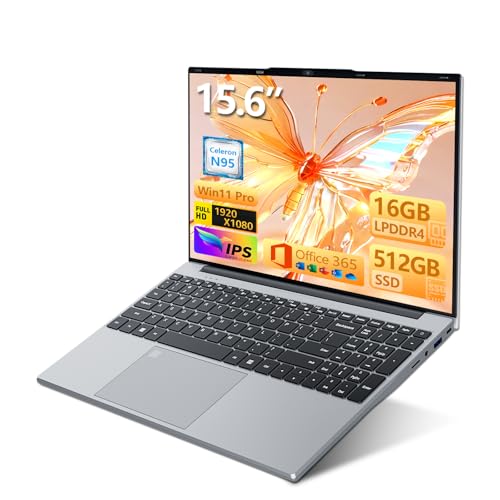 Laptop PC 15,6 Zoll mit Office 365, Notebook 16GB RAM SSD 1TB Celeron N95, Laptop 1920 x 1080 FHD WiFi5, Windows 11 Pro Laptop mit Touch ID Tastatur mit Hintergrundbeleuchtung in voller Größe Laptop PC 15,6 Zoll mit Office 365, Notebook 16GB RAM SSD 1TB Celeron N95, Laptop 1920 x 1080 FHD WiFi5, Windows 11 Pro Laptop mit Touch ID Tastatur mit Hintergrundbeleuchtung in voller Größe von Moacreto