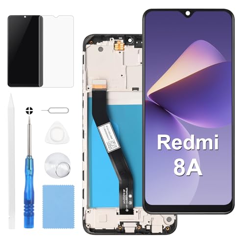 Moautodc Display für Xiaomi Redmi 8A MZB8458IN, M1908C3KG, M1908C3KH LCD Bildschirmersatz Digitizer Touchscreen Montiert Ersatz mit Werkzeugen (Schwarz mit Rahmen) von Moautodc