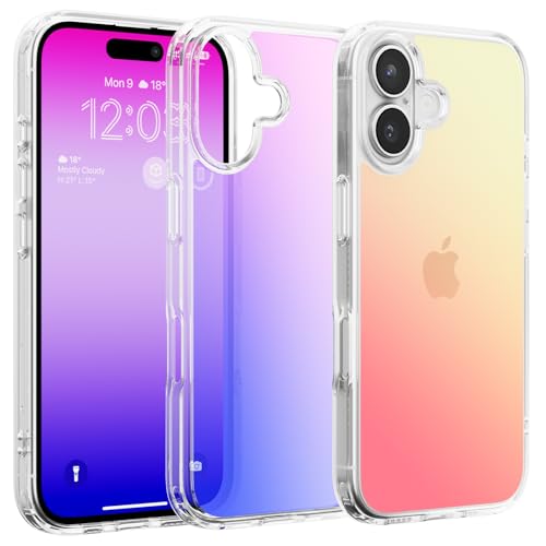 MobNano Durchsichtig Hülle für iPhone 16, Dünn Stoßfest Bumper Crystal Clear Schutzhülle, Anti Gelb Kratzfeste Handyhülle Transparent Rückseite iPhone 16 Case - Fackel von MobNano