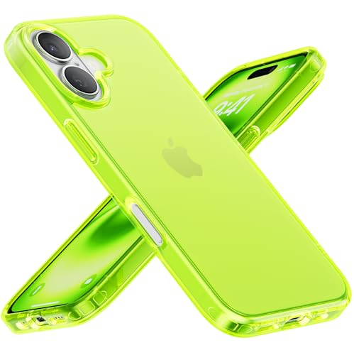MobNano Durchsichtig Hülle für iPhone 16, Dünn Stoßfest Bumper Crystal Clear Schutzhülle, Anti Gelb Kratzfeste Handyhülle Transparent Rückseite iPhone 16 Case - Fluorgrün MobNano Durchsichtig Hülle für iPhone 16, Dünn Stoßfest Bumper Crystal Clear Schutzhülle, Anti Gelb Kratzfeste Handyhülle Transparent Rückseite iPhone 16 Case - Fluorgrün von MobNano