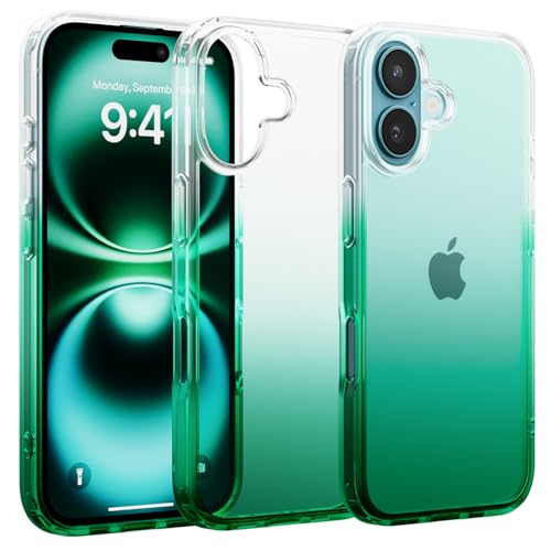 MobNano Durchsichtig Hülle für iPhone 16, Dünn Stoßfest Bumper Crystal Clear Schutzhülle, Anti Gelb Kratzfeste Handyhülle Transparent Rückseite iPhone 16 Case -Gefälle Grün Grad-Green MobNano Durchsichtig Hülle für iPhone 16, Dünn Stoßfest Bumper Crystal Clear Schutzhülle, Anti Gelb Kratzfeste Handyhülle Transparent Rückseite iPhone 16 Case -Gefälle Grün Grad-Green von MobNano