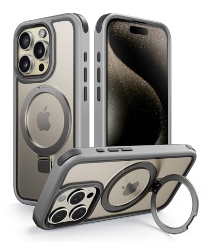 MobNano 2025 Neu Magnetisch Ständer iPhone 15 Pro Max Hülle, Hybrid Ringhalter Handyhülle für MagSafe, Stoßfest Durchsichtig Schutzhülle mit Silikon Bumper Magnet Stand Phone Case Natural Titanium MobNano 2025 Neu Magnetisch Ständer iPhone 15 Pro Max Hülle, Hybrid Ringhalter Handyhülle für MagSafe, Stoßfest Durchsichtig Schutzhülle mit Silikon Bumper Magnet Stand Phone Case Natural Titanium von MobNano