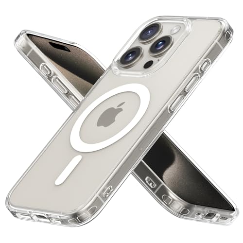 MobNano Hybrid Magnetisch Durchsichtig Hülle für iPhone 15 Pro Hülle [Kompatibel mit MagSafe] Stoßfest Bumper Transparent Starke Magnet Handyhülle Clear Silicone iPhone 15pro Case - Klar von MobNano