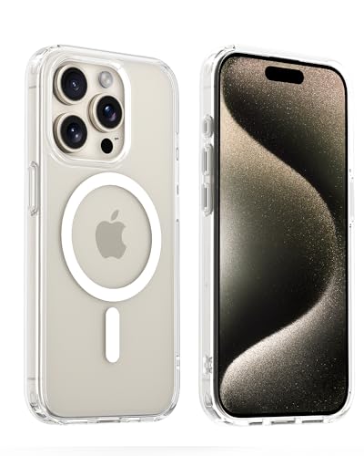 MobNano Hybrid Magnetisch Durchsichtig Hülle für iPhone 15 Pro Max Hülle [Kompatibel mit MagSafe] Stoßfest Bumper Transparent Starke Magnet Handyhülle Clear Silicone iPhone 15promax Case Klar von MobNano