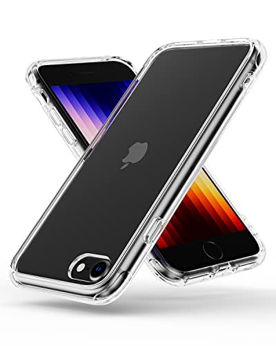 MobNano Ultra Hybrid Durchsichtig Handy Hülle für iPhone se 2022 2020 Hülle, iPhone 8 7 Hülle, Stoßfest Bumper Transparent Handyhülle 360 Grad Kantenschutz Silikon iPhone 7 8 SE2 3 Case - Transparent von MobNano