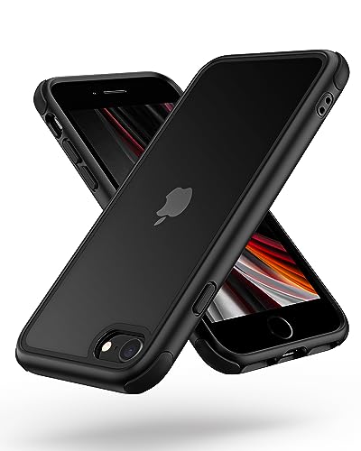 MobNano Ultra Hybrid Durchsichtig Handy Hülle für iPhone se 2022 2020 Hülle, iPhone 8 7 Hülle, Stoßfest Bumper Transparent Handyhülle 360 Grad Kantenschutz Silikon iPhone 7 8 SE2nd SE3rd Case Schwarz von MobNano