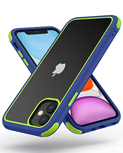 MobNano Ultra Hybrid Durchsichtig Hülle für iPhone 11 Hülle Stoßfest Bumper Transparent Handyhülle Shockproof Fallschutz Silicone iPhone 11 Case - Blau/Gelbgrün von MobNano