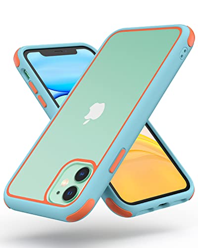 MobNano Ultra Hybrid Durchsichtig Hülle für iPhone 11 Hülle Stoßfest Bumper Transparent Handyhülle Shockproof Fallschutz Silicone iPhone 11 Case - Blau/Orange von MobNano