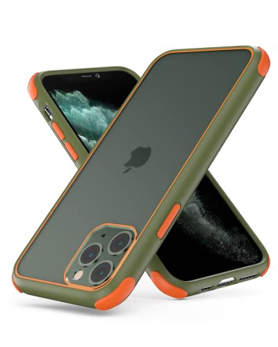 MobNano Ultra Hybrid Durchsichtig Hülle für iPhone 11 Hülle Stoßfest Bumper Transparent Handyhülle Shockproof Fallschutz Silicone iPhone 11 Case - Nachtgrün/Orange von MobNano