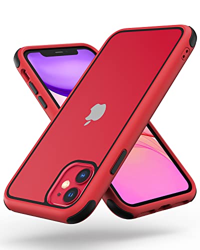 MobNano Ultra Hybrid Durchsichtig Hülle für iPhone 11 Hülle Stoßfest Bumper Transparent Handyhülle Shockproof Fallschutz Silicone iPhone 11 Case - Rot/Schwarz von MobNano