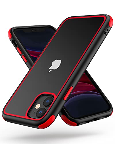 MobNano Ultra Hybrid Durchsichtig Hülle für iPhone 11 Hülle Stoßfest Bumper Transparent Handyhülle Shockproof Fallschutz Silicone iPhone 11 Case - Schwarz/Rot von MobNano