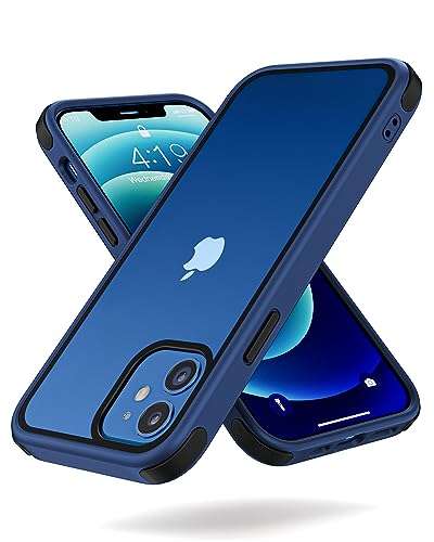 MobNano Ultra Hybrid Durchsichtig Hülle für iPhone 12 Hülle, iPhone 12 Pro Hülle Stoßfest Bumper Transparent Handyhülle Shockproof Fallschutz Silicone iPhone 12 12 Pro Case - Blau/Schwarz von MobNano