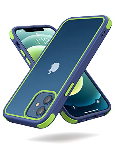 MobNano Ultra Hybrid Durchsichtig Hülle für iPhone 12 Mini Hülle Stoßfest Bumper Transparent Handyhülle Shockproof Fallschutz Silicone iPhone 12 Mini Case - Blau/Gelbgrün von MobNano