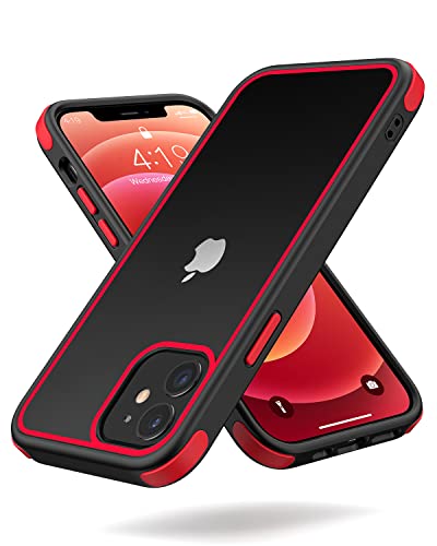 MobNano Ultra Hybrid Durchsichtig Hülle für iPhone 12 Mini Hülle Stoßfest Bumper Transparent Handyhülle Shockproof Fallschutz Silicone iPhone 12 Mini Case - Schwarz/Rot von MobNano