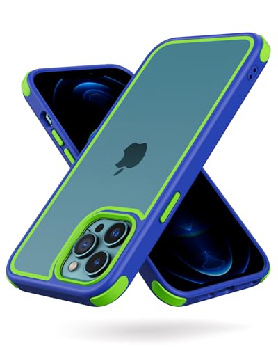 MobNano Ultra Hybrid Durchsichtig Hülle für iPhone 12 Pro Max Hülle Stoßfest Bumper Transparent Handyhülle Shockproof Fallschutz Silicone iPhone 12 Pro Max Case - Blau/Gelbgrün von MobNano