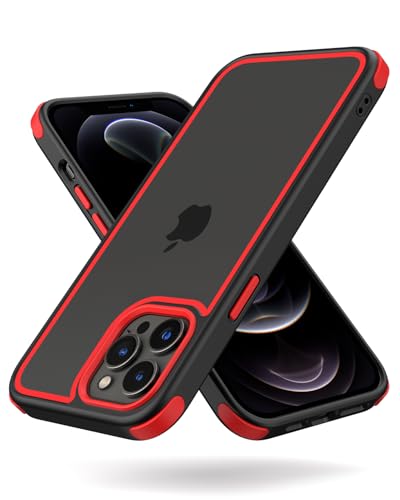 MobNano Ultra Hybrid Durchsichtig Hülle für iPhone 12 Pro Max Hülle Stoßfest Bumper Transparent Handyhülle Shockproof Fallschutz Silicone iPhone 12 Pro Max Case - Schwarz/Rot von MobNano