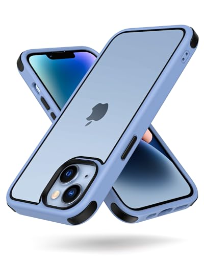 MobNano Ultra Hybrid Durchsichtig Hülle für iPhone 13 Hülle, iPhone 14 Hülle Stoßfest Bumper Transparent Handyhülle Shockproof Fallschutz Silicone iPhone 13 14 Case - Blau/Schwarz von MobNano