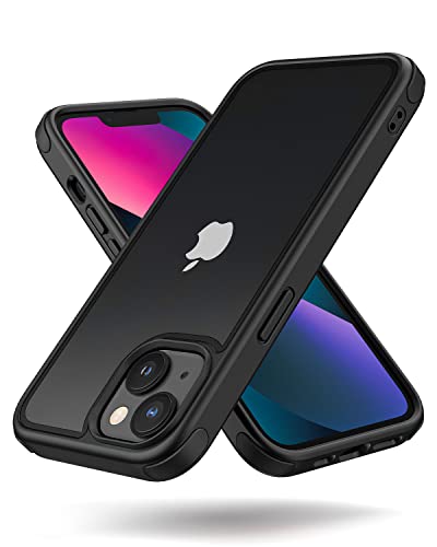 MobNano Ultra Hybrid Durchsichtig Hülle für iPhone 13 Hülle, iPhone 14 Hülle Stoßfest Bumper Transparent Handyhülle Shockproof Fallschutz Silicone iPhone 13 14 Case - Schwarz von MobNano